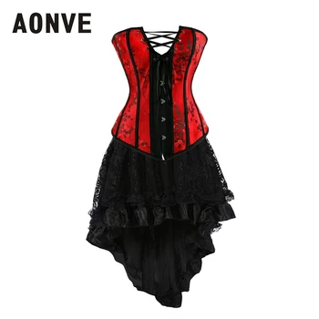 

Aonve Sexy Burlesque Corset Women Corset Dress Set With Tutu Skirt Gothic Clothing Plus Size Korse 6XL Bustiers