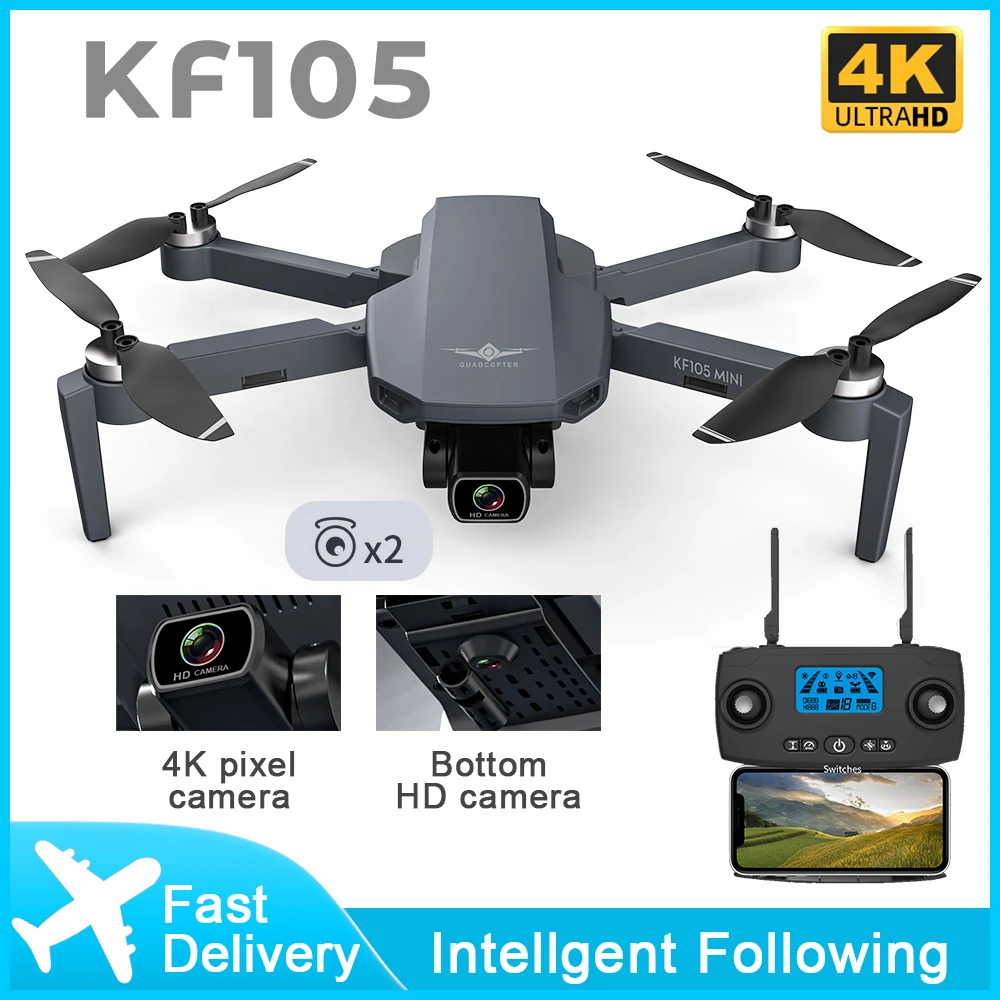 KF105 GPS Drone 4K Profesional HD Camera 5G Wifi FPV Foldable Dron One-Key Return Brushless Motor RC Quadcopter Helicopter | Электроника