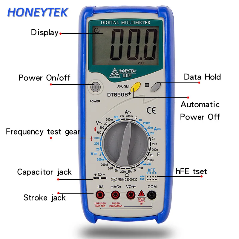 

HONEYTEK DT890B Digital Multimeter Tester Professional Esr Meter AC/DC Voltage Current Digital Multimeters Capacitor Tester