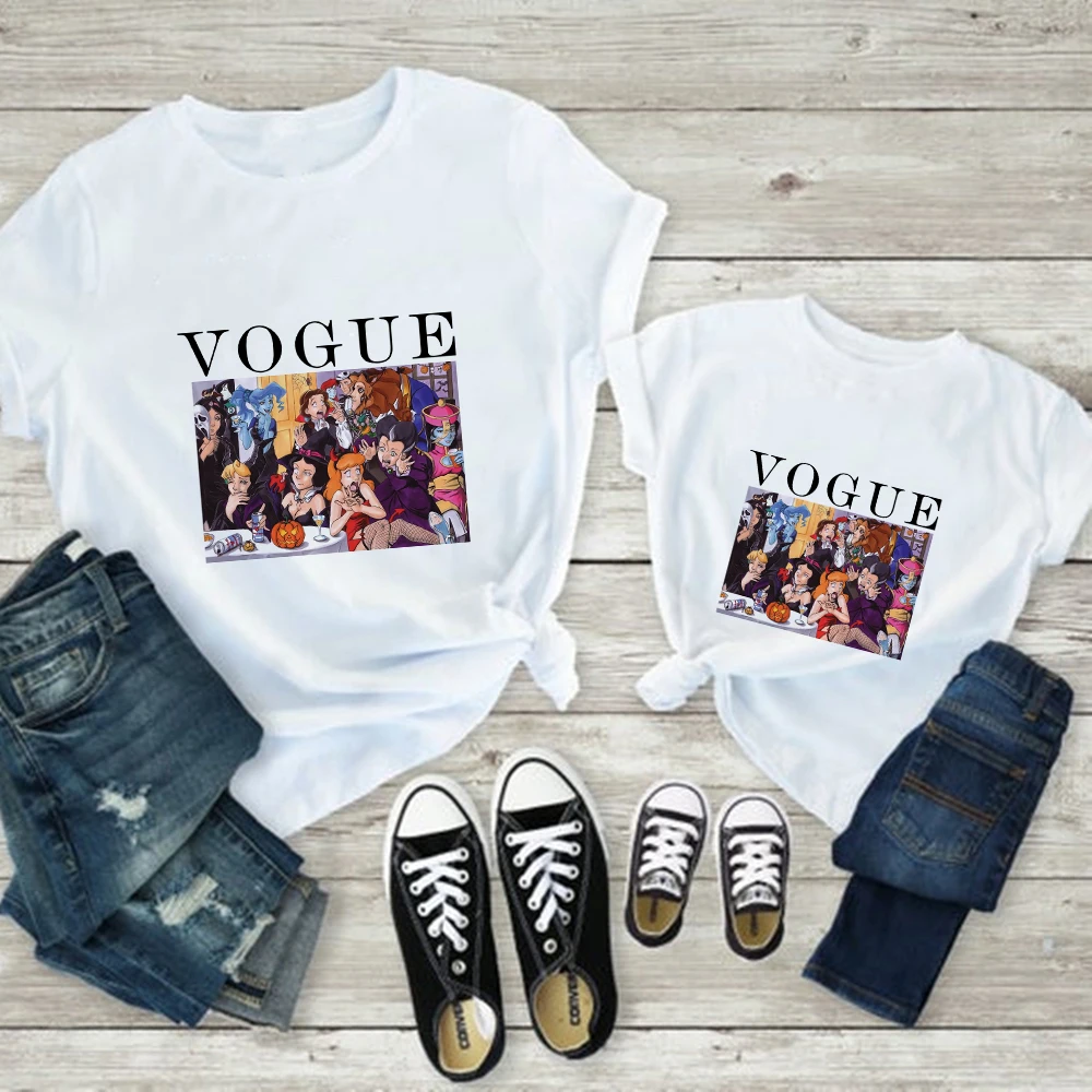 Disney divertido princesa impreso parodia camiseta mamá chica Harajuku tapas de moda Ropa de 2021 la madre y la hija de Ropa