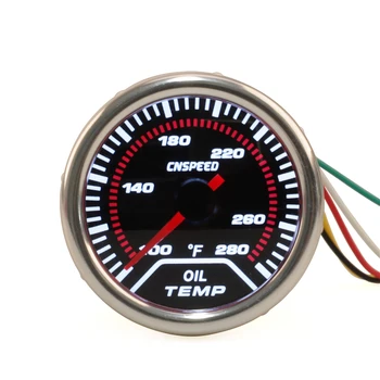 

Oil temp gauge 2"(52mm) Smoke len 100-280 F degree pointer Oil temp gauge Fahrenheit Car meter with sensor YC101229-F