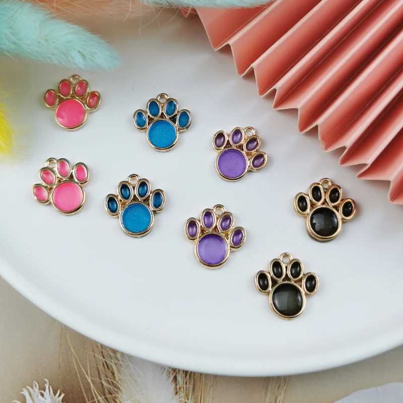

ApeUr 10pcs Bear Paw Enamel Metal Charms DIY Earrings Bracelets Floating Pendants Fit Jewelry Making Phone Case Decor 4 Colors