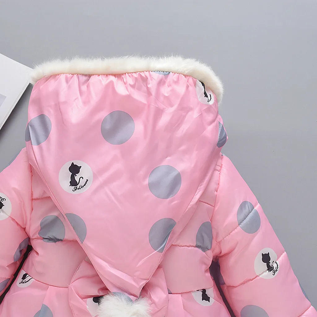 Baby Girls Boys Winter Coats Winter Dot Print Infant Cute Hooded Jacket For Girls Kids Baby Velvet Coat Autumn Outwear