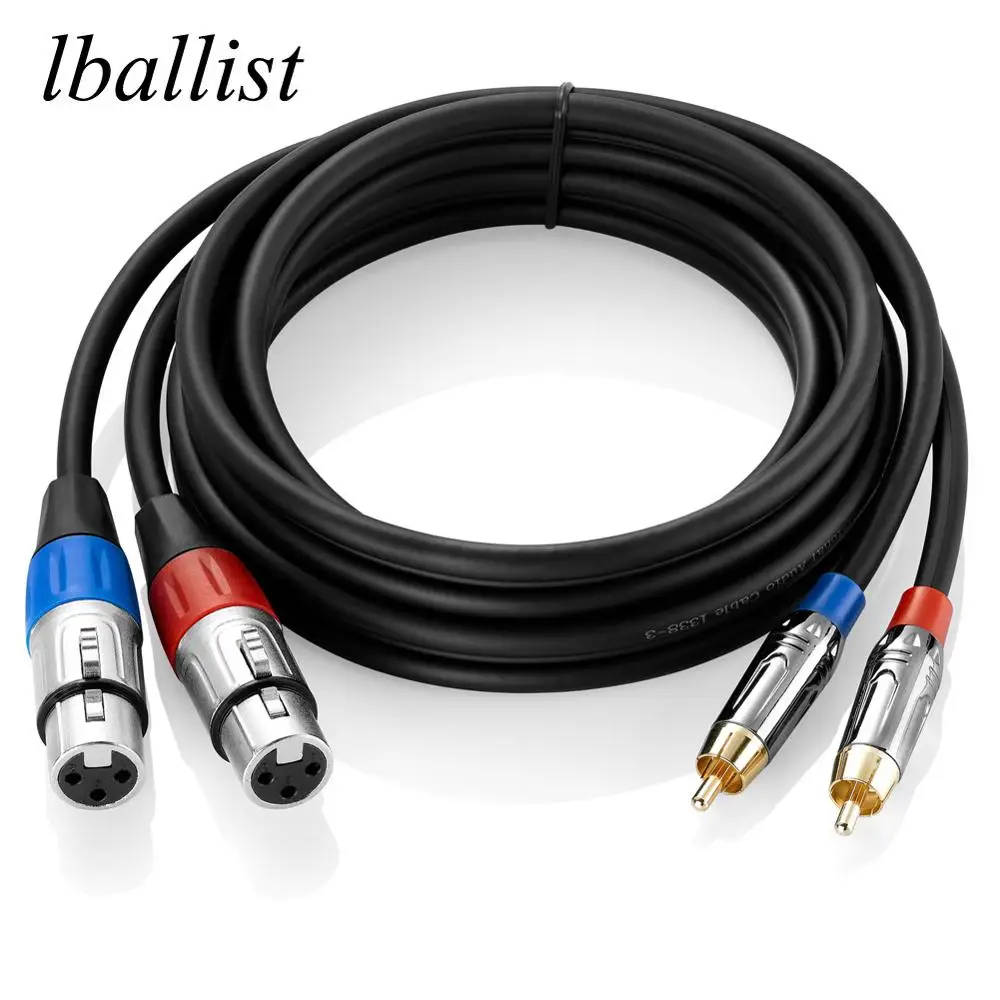 Lballist Dual XLR Female to 2RCA Male OFC AUX аудио кабель фольга + экранированный для усилителя Mixer