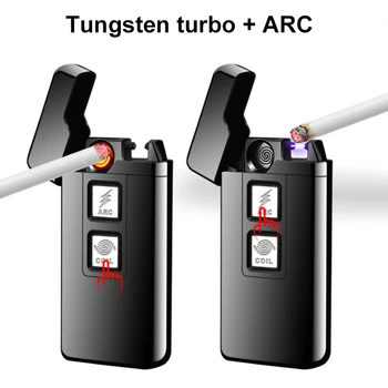 

Personalized Lighter Double Models Arc + Tungsten Turbo Usb Touch Senstive Switch Charge Electronic Cigarette Isqueiro Windproof
