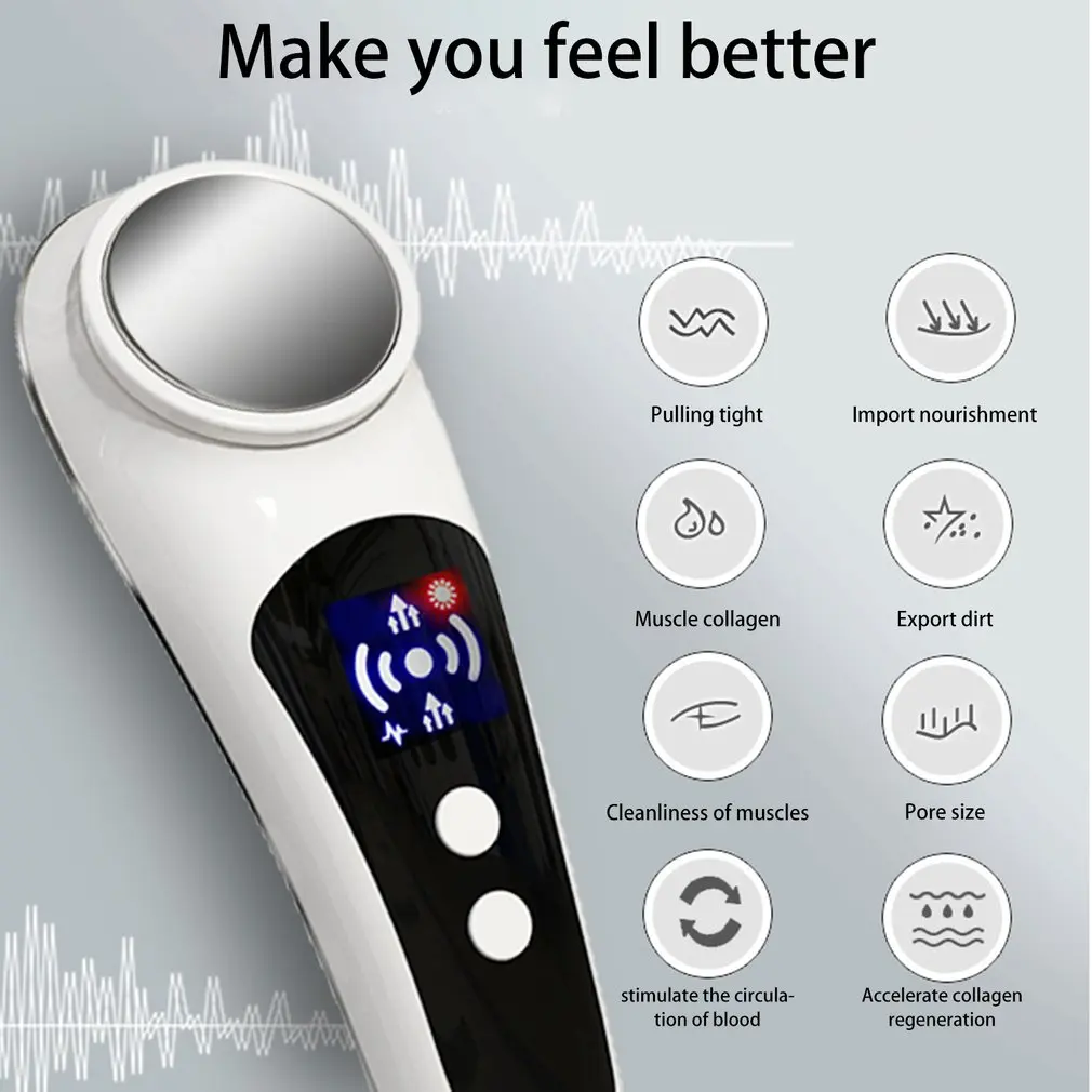  Ultrasonic Facial Body Cleaner Massager Massage Face Lift Skin Tightening Deep Cleansing Wrinkle Re