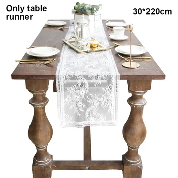 

Retro Festival Home Dining Wedding Party Lace Floral Table Runner TableCover Banquet Decoration Baby Shower Rustic Hotel Simple