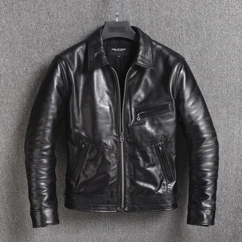 

2020 New Genuine Leather Jacket Men 100% Horsehide Leather Coat Biker Motorcycle Jacket Vintage Men's Leather Jackets