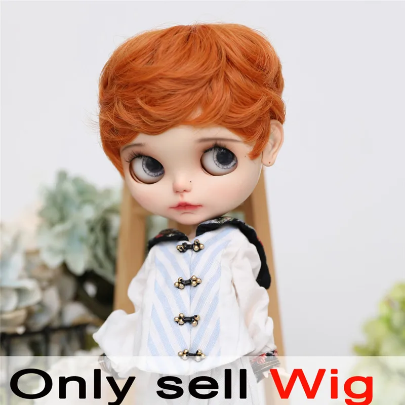 9-10 дюймов Blyth парик короткие оранжевые вьющиеся волосы | Игрушки и хобби