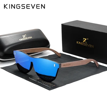 KINGSEVEN 독점 디자인 빈티지 남성용 안경, 월넛 나무 선글라스, UV400 보호 패션 스퀘어 선글라스, 여성 5510