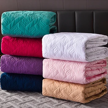 

8 Color Quilted Bed Cover Zipper Non-slip Mattress Protector Removable Cover Queen Mattress Pad All-inclusive Six-sided Size Pad