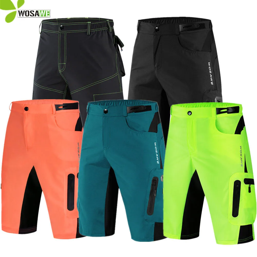 WOSAWE Men's Loose Cycling Shorts Summer Outdoor Sports Rain Dirty Resistance Breathable Bicycle Downhill Bike Racing MTB Shorts