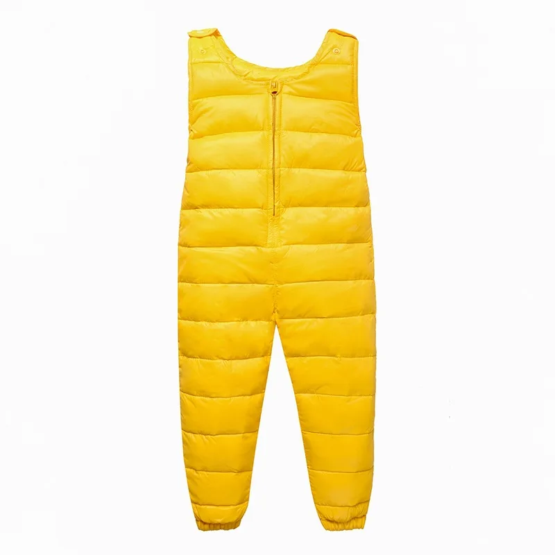 Children's Down Jacket Pants Baby Boys Outside Crotch Strap Winter Girls Siamese Kids Trousers Thick Down Vest Windproof