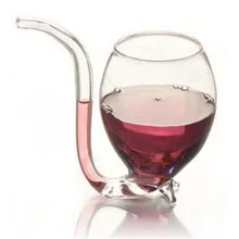1Pc 300ml Devil Red Wine Glass Cup Transparent Glassware Mug with Built in Drinking Tube Straw Drop Shipping