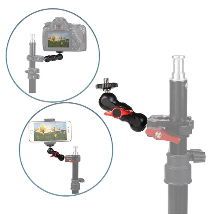Двойной шаровой головкой Magic Arm Mount Clamp кронштейн адаптер Поддержка для зеркальных камер JHP-лучший