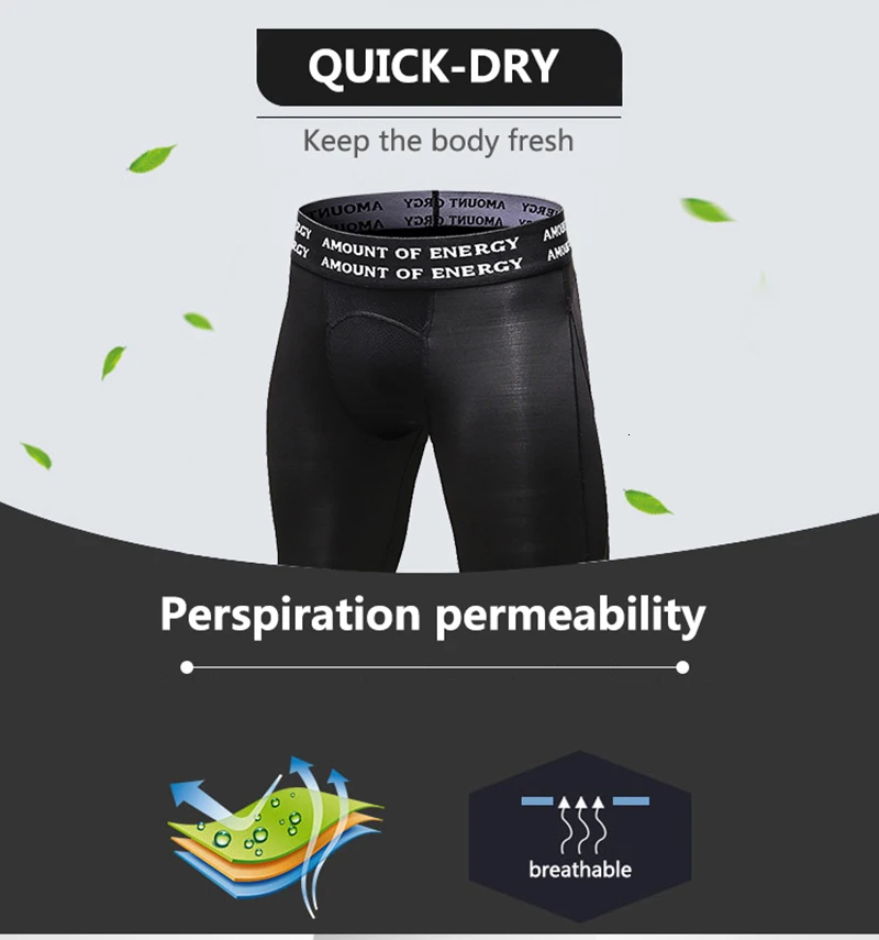 Yuerlian Gym 3/4 Новинка компрессионное Спортивное трико спортивные штаны для мужчин брюки для бега быстросохнущие спортивная одежда леггинсы для фитнеса