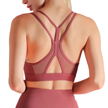 

Sports Bra Sexy Mesh Brathable Sports Top Push Up Female Gym Fitness Sports Underwear Female Seamless Running Yoga Bra shirt