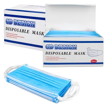 

Disposable Face Masks 100 Pieces Mouth Mask 3 Layers Dust Mask with Earloops Anti-dust Breathing Non-Woven Face Masks Filter
