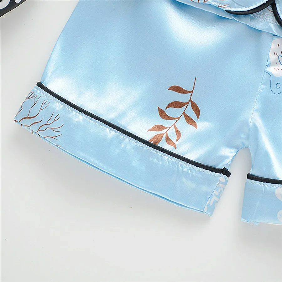kids short-sleeved clothes baby pajamas thin suit toddler Kids baby boys girl cartoon pajamas sleepwear shorts clothes set 40A1 (5)