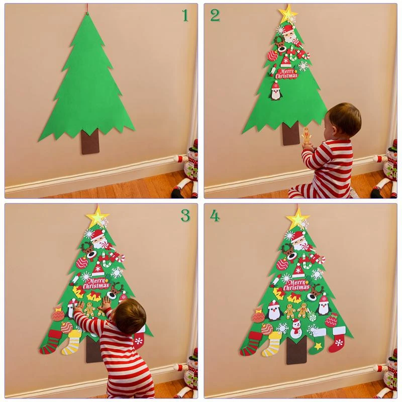 

Felt Christmas Tree for Kids 95cm Diy Christmas Tree with Toddlers 32Pcs Ornaments for Children Xmas Gifts Hanging Home Door