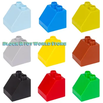 

Diy 6pcs/lot 2X2dots Inclined Duploe Bricks Large Particle Building Blocks Accessory Duploed Toys For Children