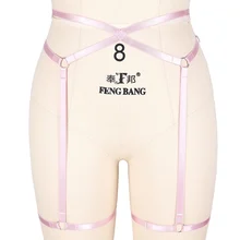 Ремень-подвязка для тела, пояс, розовые чулки на подтяжках, для свадьбы, танцев, панк, готика, с ремешками, в клетку, для ног, размера плюс, эластичное Сексуальное белье