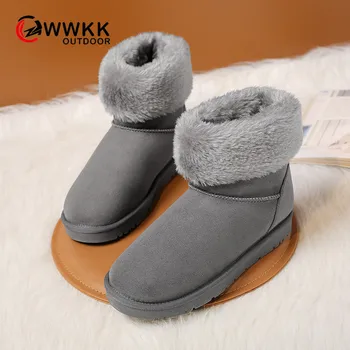 

WWKK Women Winter Plush Ski Snow Boots Shoes Keep Warm Ladies Ankle Sneakers Boots Shoes Female Fur Slip on Women Winter Boots