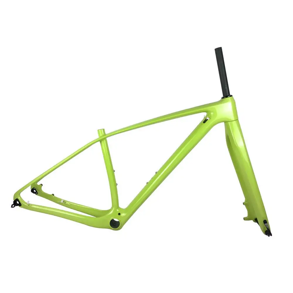 Spcycle 29er горный велосипед с полностью карбоновой рамой для горного велосипеда и жесткими вилками 29er MTB велосипедный карбоновый каркасный мост 142*12 мм и 100*15 мм - Цвет: Light Yellow Color