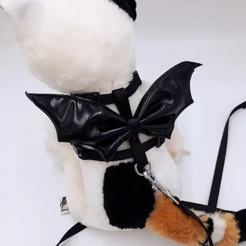 

Behogar Cute Halloween Pet Bat Wings Leash Harness Set for Cat Dog Pet Puppy Halloween Cosplay Masquerade Party Costume Size S