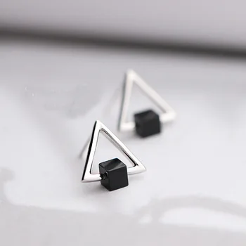 

925 Sterling Silver Square Hollow Triangle Stud Earrings for Women Prevent Allergy Earrings Sterling-silver-jewelry eh184