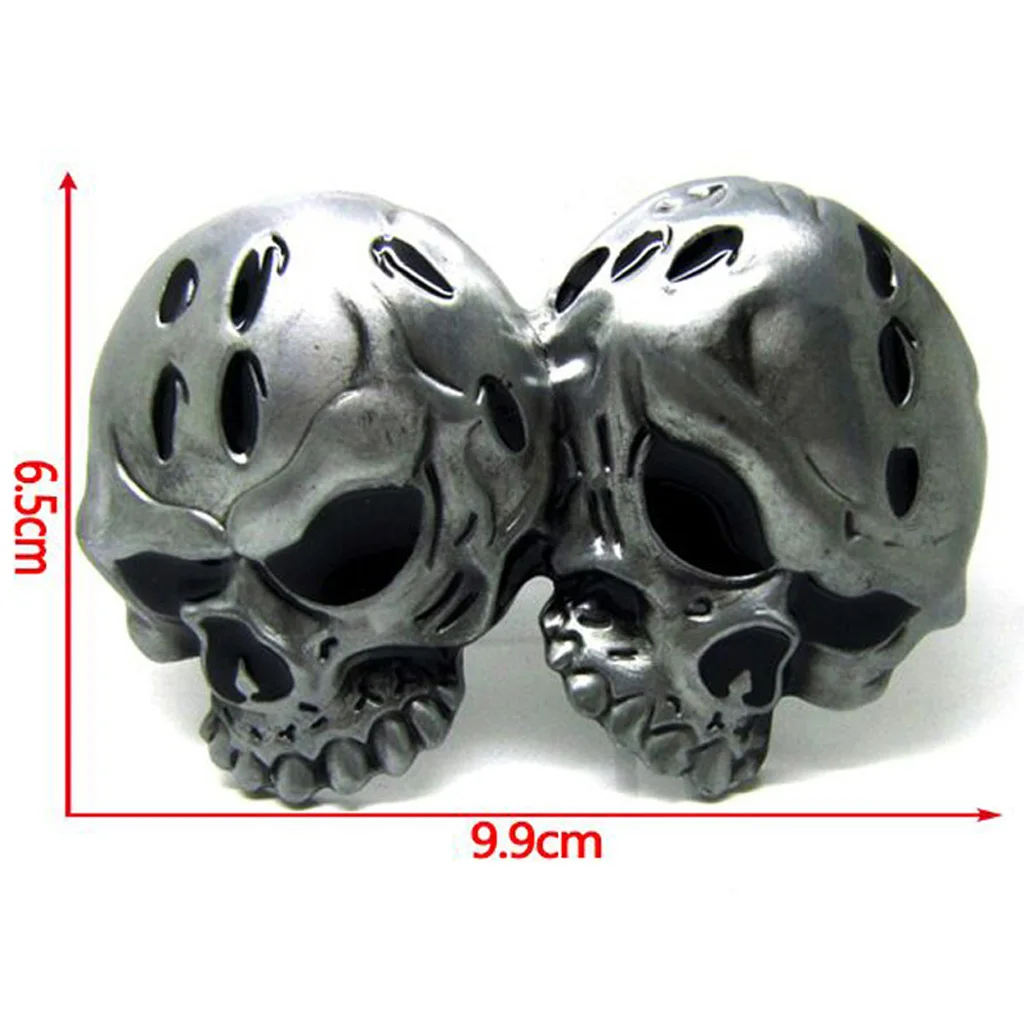 Novelty Vintage Western Belt Buckle 3D Double Skull Head Gothic Clothing Accessories For Women Men