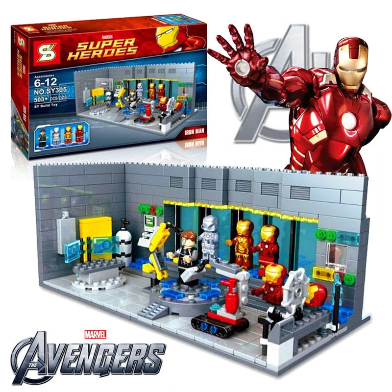 

Super Heroes Iron Man Underground Laboratory Base Mark Armor Set 503pcs Sy305 Block 76125 Marvel Avengers Infinity War