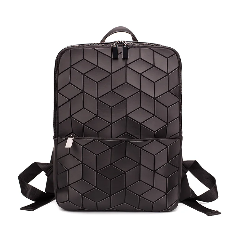 Рюкзак для мальчиков и девочек в студенческом стиле с геометрическим рисунком, клетчатый рюкзак для мужчин и женщин, рюкзак для путешествий большой емкости, Повседневная сумка на ремне - Цвет: Черный