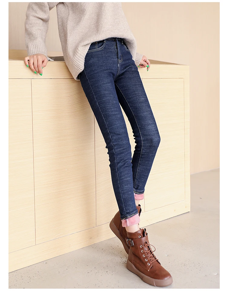 Плюс вельветовые джинсы женские повседневные брюки джинсы с высокой талией узкие брюки с эластичной резинкой на талии модные джинсовые брюки зимние теплые большие размеры 34