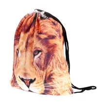 Модный женский рюкзак на шнурке с 3D принтом льва для путешествий, мужской рюкзак mochila, сумки на шнурке для мобильного телефона, сумка унисекс, новинка