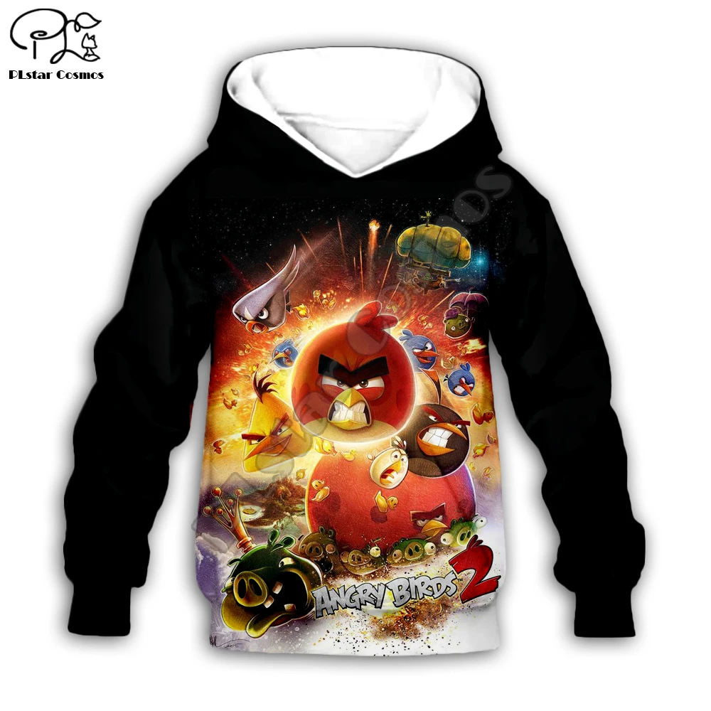 Новая толстовка с капюшоном и 3D принтом из мультфильма angry Cartoon Red birds детские толстовки рубашки на молнии для