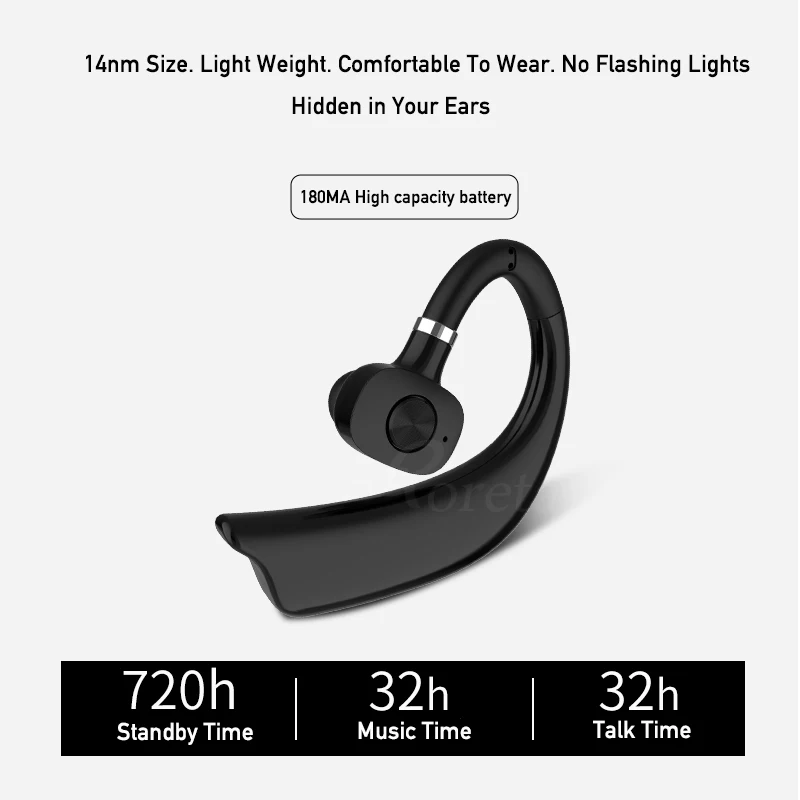 Roreta 2019 New Wireless Bluetooth Earphone Business Headsets with Mic Handsfree call Ear-hook Earphones For iPhone Android IOS