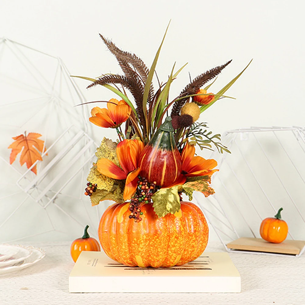 Artificial Pumpkins Maple Leaf Dried Flowers Pomegranate Table House Thanksgiving Halloween Autumn Fall Harvest Decoration | Дом и сад