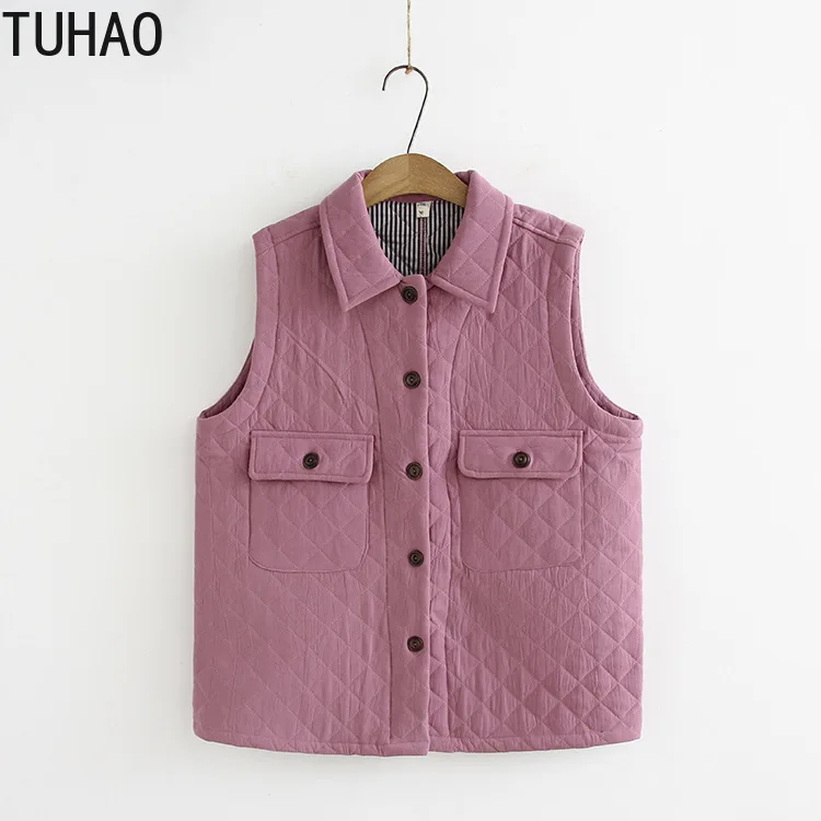 TUHAO, хлопковый льняной жилет среднего возраста, пальто размера плюс, 4XL, 3XL,, осенне-зимняя куртка, большой Повседневный Женский хлопковый жилет