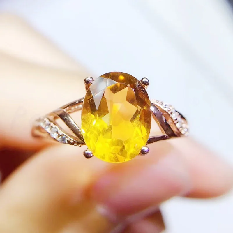 Кольцо с натуральным цитрином, серебро 925 пробы, 1.8CT, драгоценный камень, для мужчин или женщин, кольца Q9103110