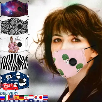 

2020 Cool Personality Fashion Print Mask With Filter Resuable Washable Adjustable Mouth Masks Protection PM2.5 Face Mask