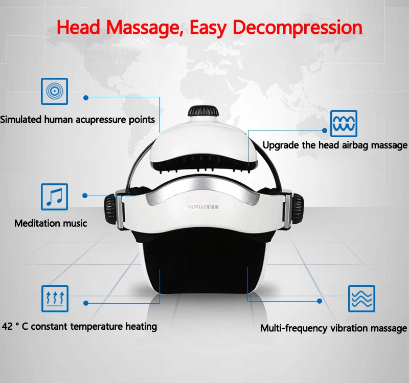 Электрический массажер для головы отопление давление воздушным потоком Вибрация палец пресс Релаксация массаж музыка успокаивающее Расслабление Здоровье Уход шлем