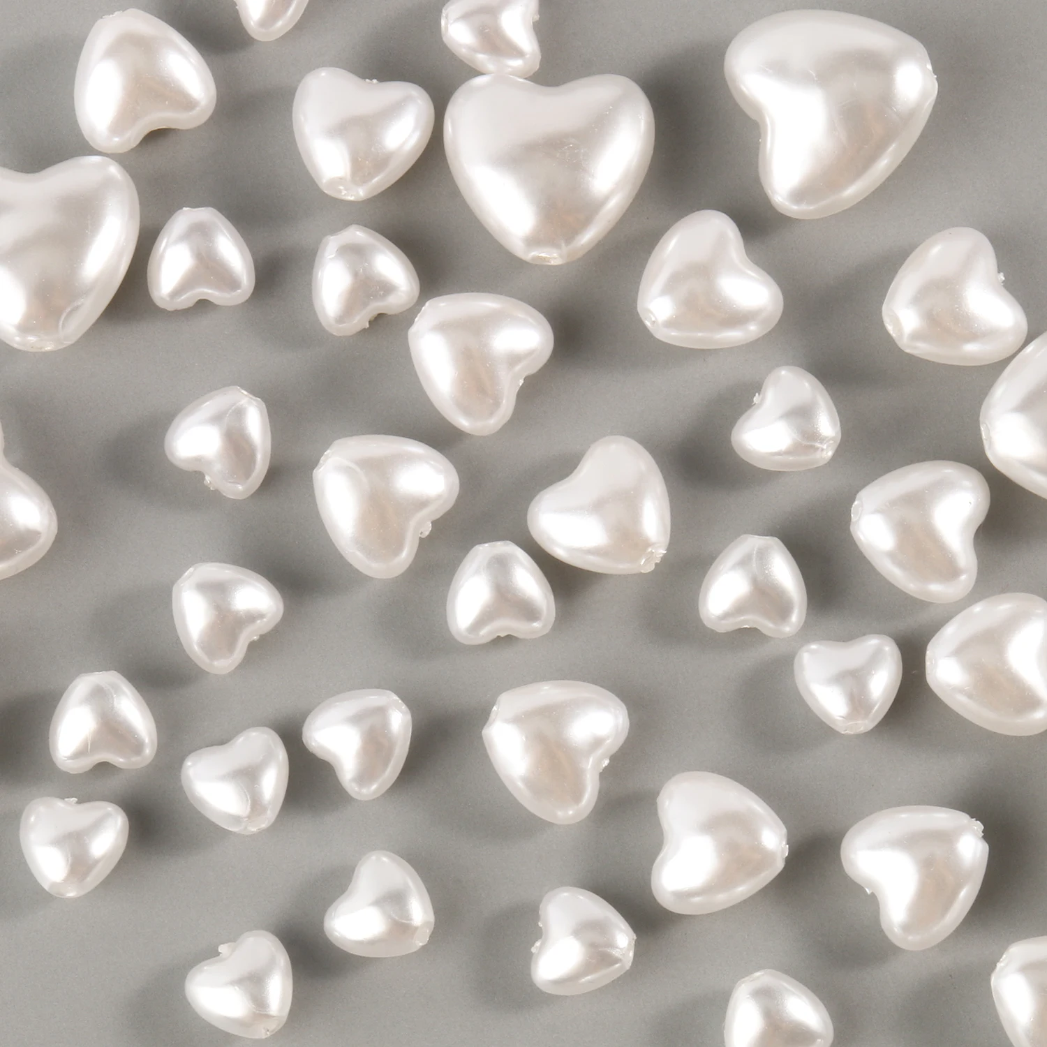 11mm White Heart Shape Flatback Imitation Pearl Beads