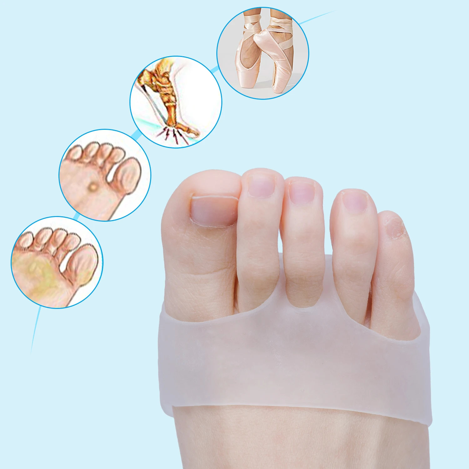 

2pcs Gel Silicone Insoles Forefoot Pads for Women High Heel Shoes Insole Foot Corns Blister Calluses Care White Beige Skin Care