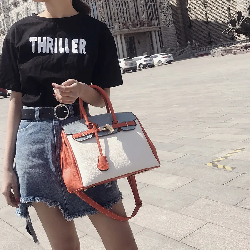 

2020 new ladies handbag high quality PU women bag lychee pattern platinum bag fashion ladies shoulder bag high texture women bag