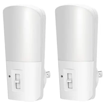 

1 Pair Plug in Night Light Dimmable Dusk to Dawn Sensor Lamp for Bedroom Stairs X4YD