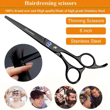 

6 inch Cutting Thinning Styling Tool Hair Scissors Stainless Steel Salon Hairdressing Shears Regular Flat Teeth Blades