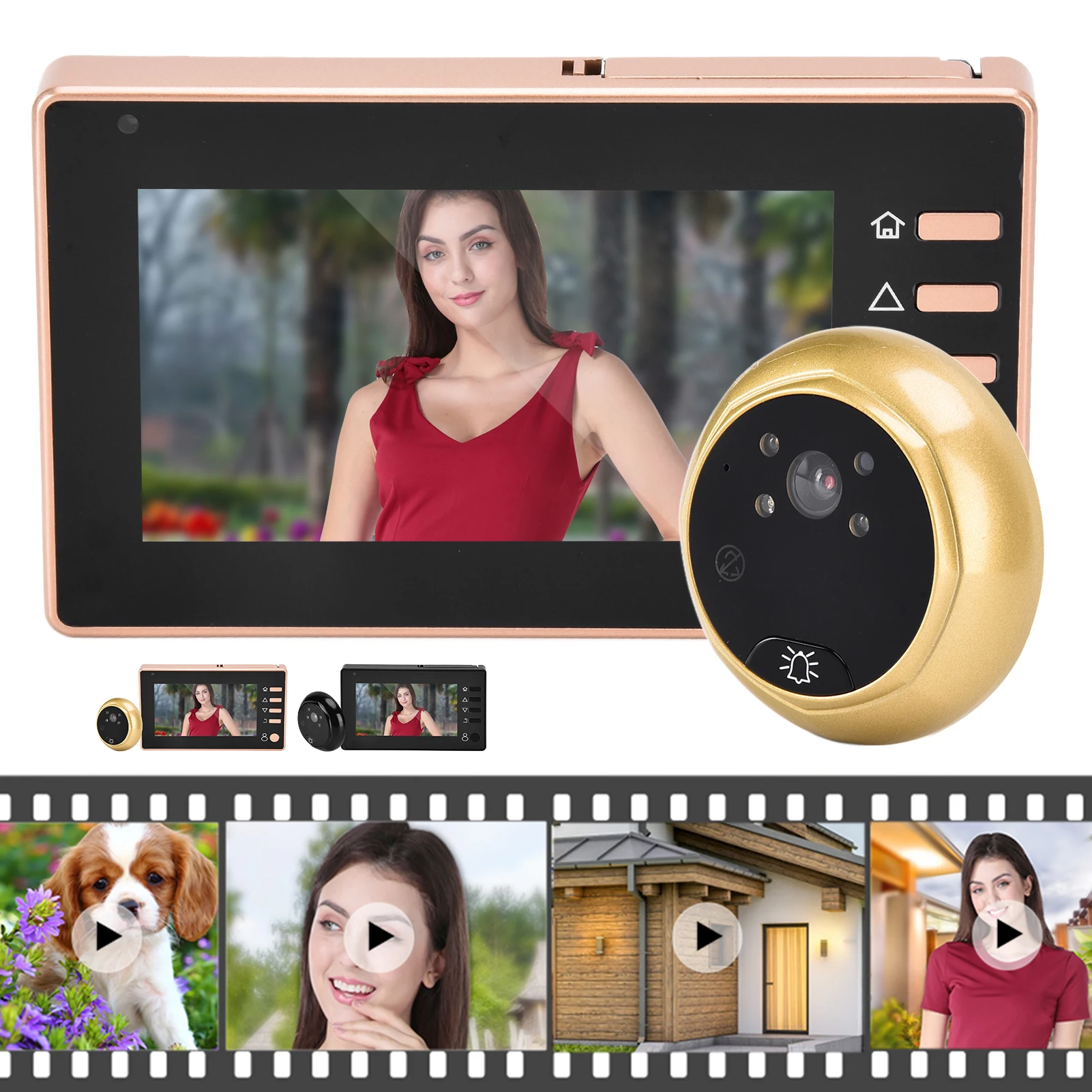 4.3in Door Peephole Viewer Video Doorbell TFT LCD Display Infrared Night Vision Motion Detection for Home Security