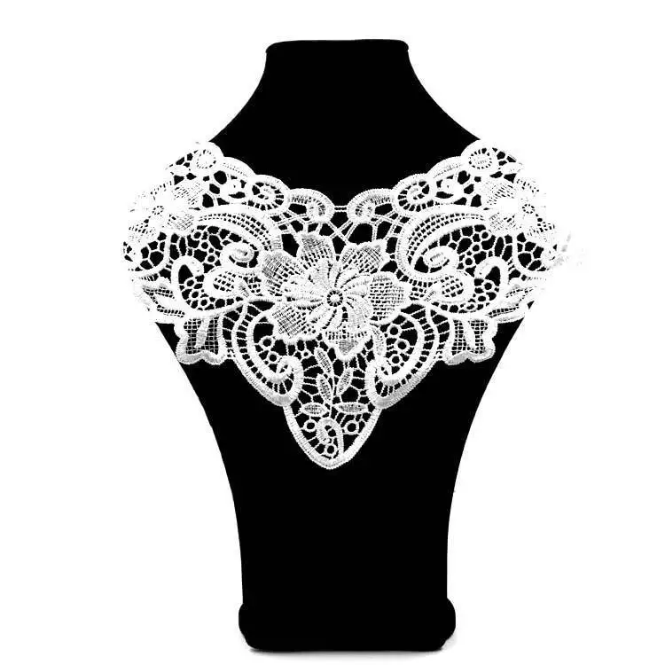 

1PCS Elegant White Black 3D Floral Venise Embroidery Lace Collar Applique Sew On Patches Evening Dress Garment Sewing Ornament