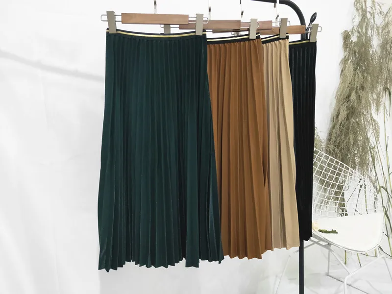 Новые корейские свободные тонкие юбки с эластичной резинкой на талии для женщин и девочек, длинная юбка, плиссированные брюки, Женская юбка